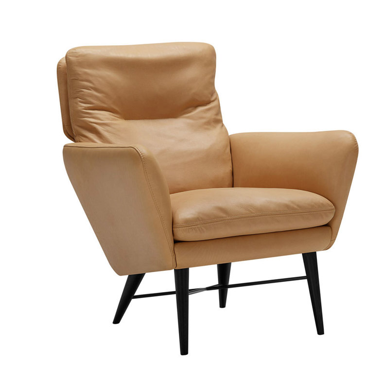 Agnes Armchair with Wood Legs Leather